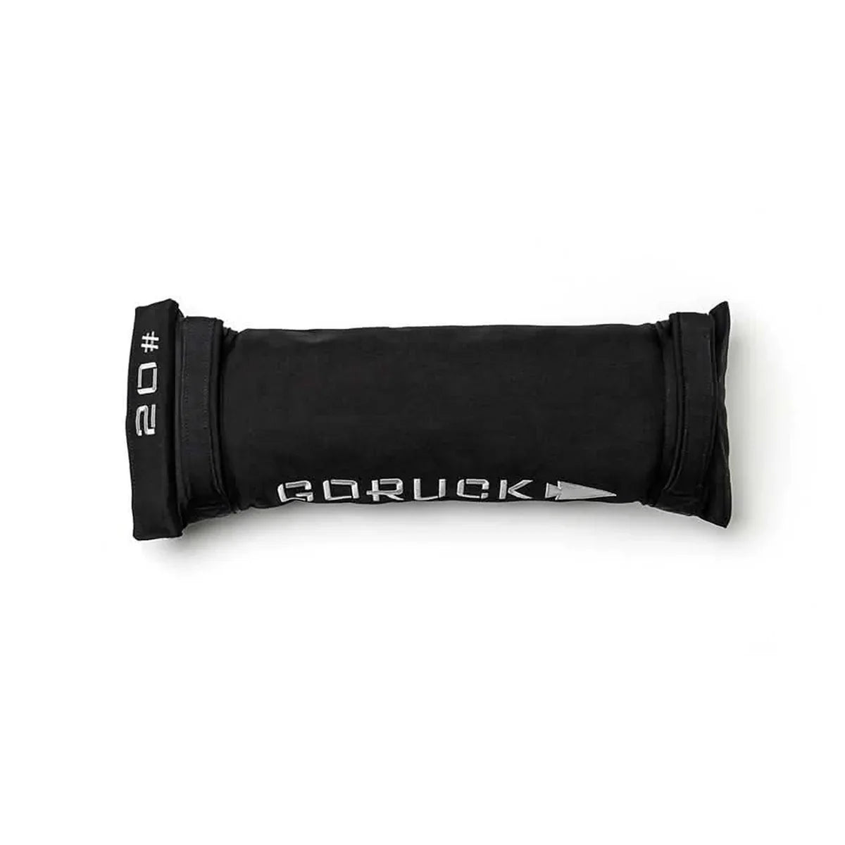 Black GORUCK 20LB simple training sandbag on white background for rucking workouts