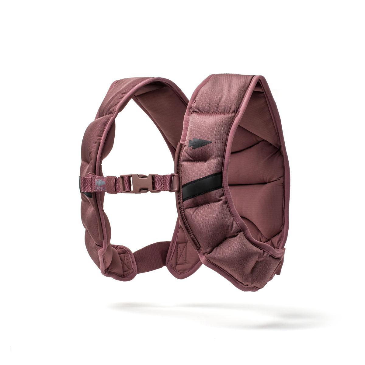 The Spy Ruck is a maroon, padded weighted vest with a central buckle, designed for athletic or outdoor use—an ideal women's fitness gear—shown on a white background.