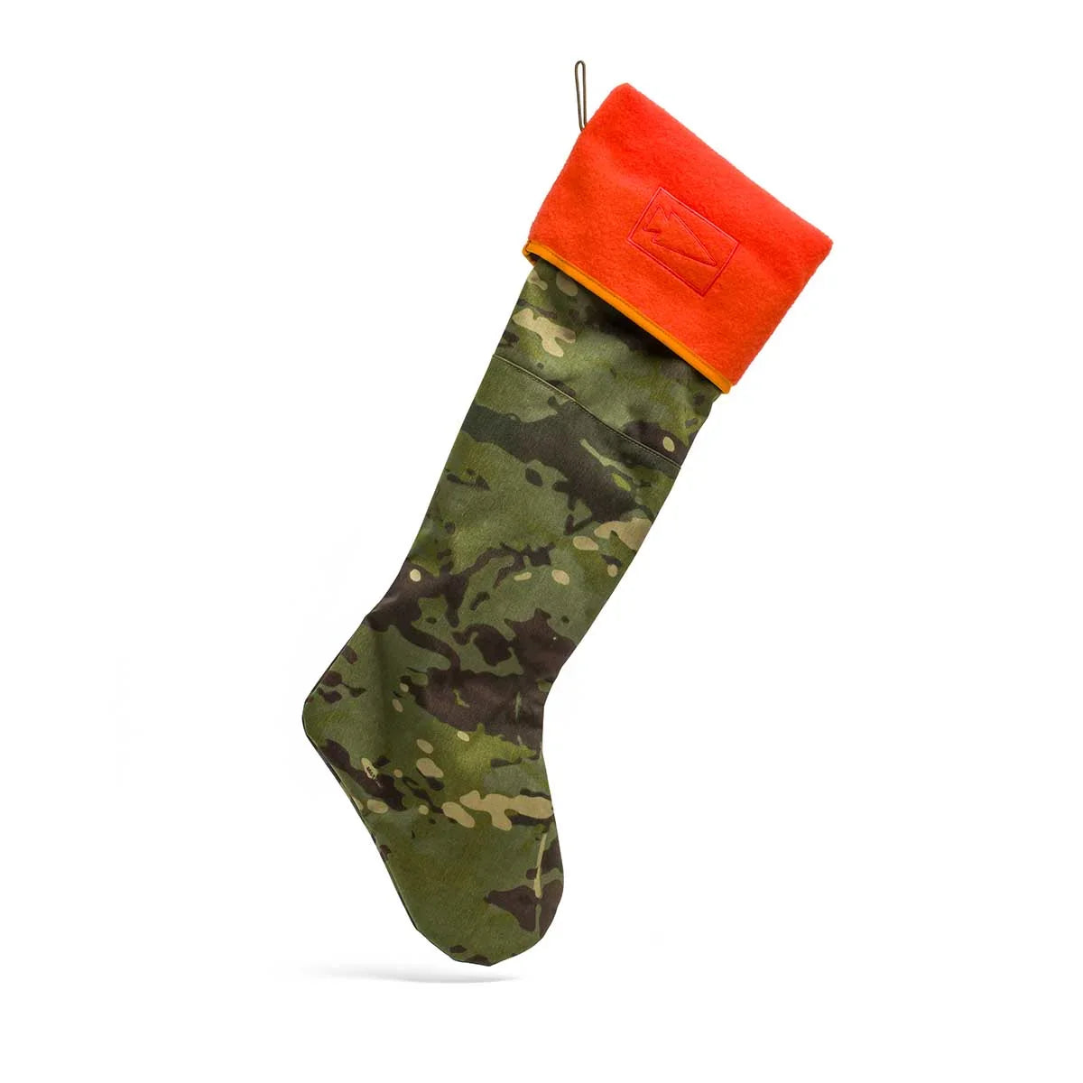 GORUCK Christmas stocking in Tropic Multicam camouflage with bright hi-vis orange cuff and hanging loop