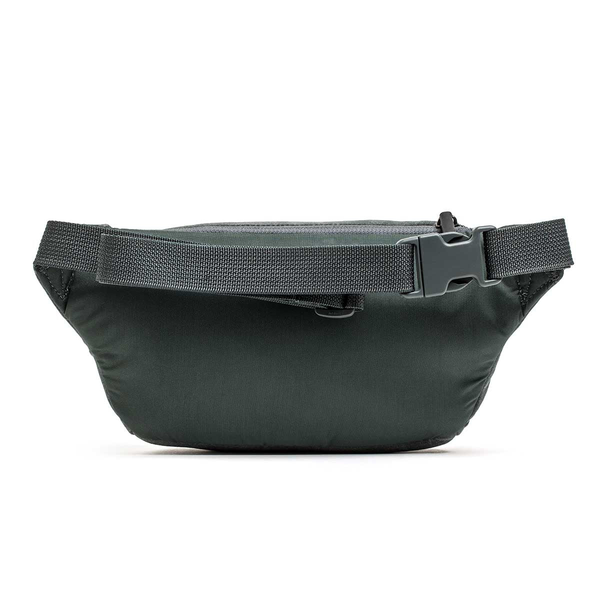 The Tactical Fanny Pack - Waxed Canvas is a black concealed carry bag with a buckle strap and silent zipper pulls, displayed against a white background.