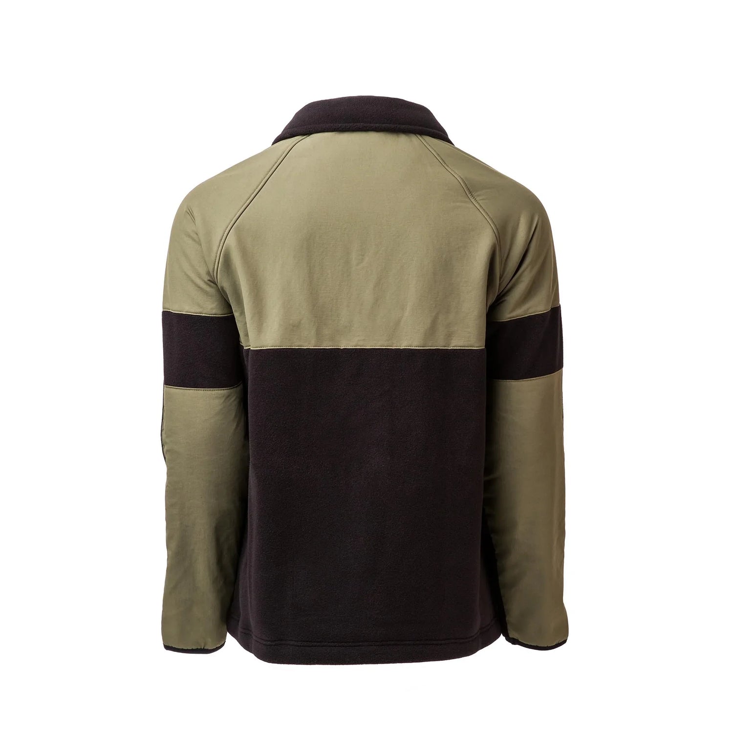 Back view of black and ranger green Task Force Dagger fleece jacket in size large from GORUCK