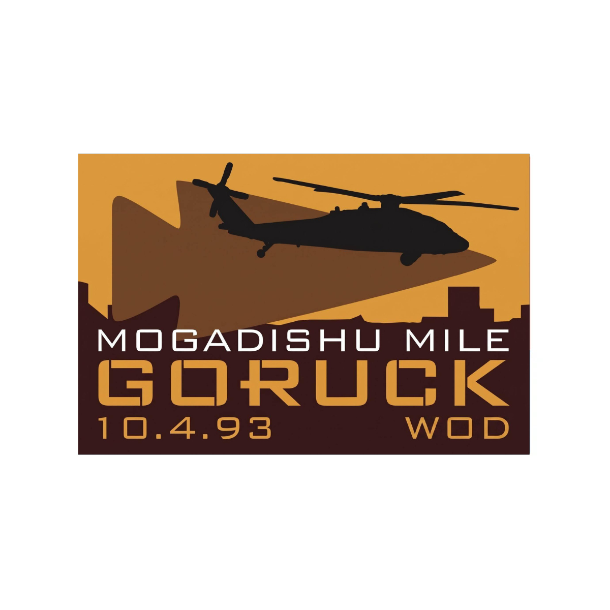 Silhouette of a helicopter over city buildings with text: “MOG Mile City Ruck Weekend - Tampa, FL”, capturing the spirit of City Ruck and the energy of Tampa’s own Ruckapalooza.