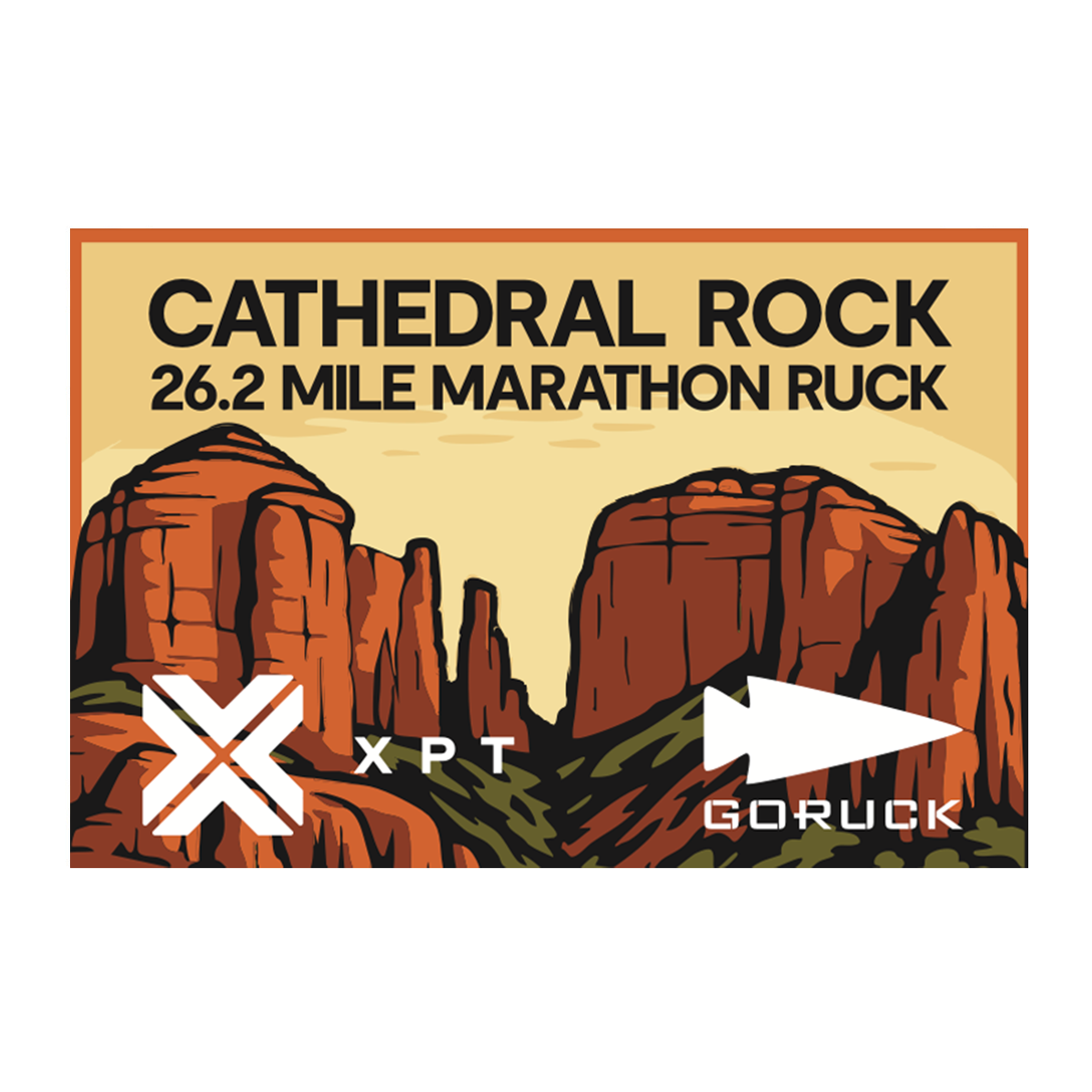 Illustration of Cathedral Rock with text: