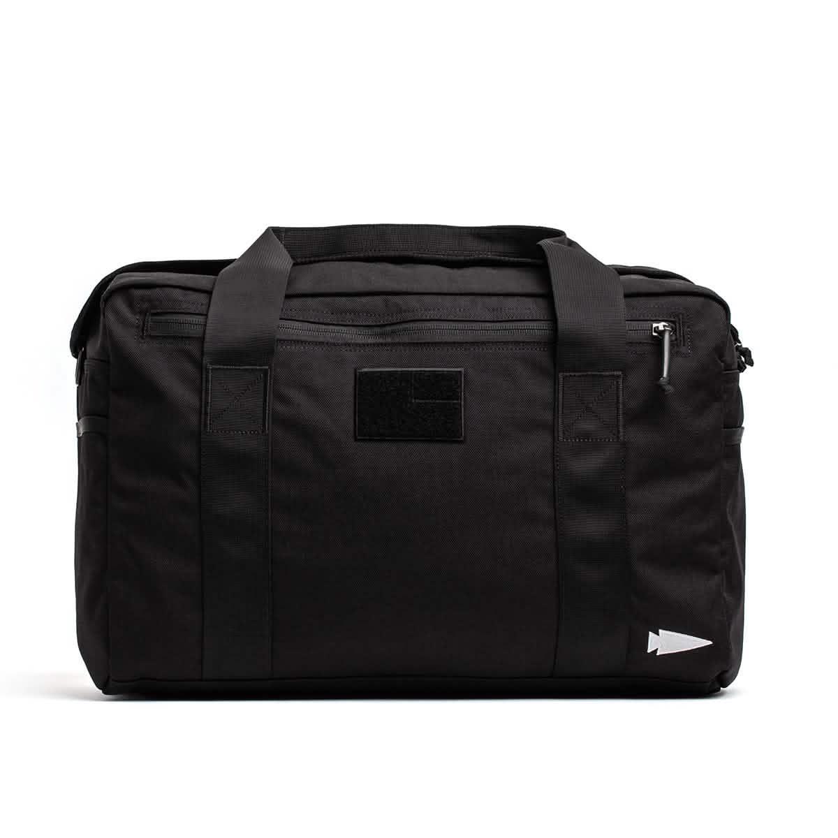 GORUCK black kit bag durable rucking gear with handles and zipper, front view on white background