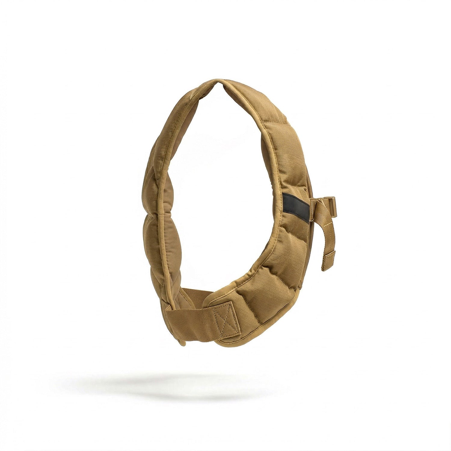 Tan padded strap with buckle, designed for carrying or support, compatible with Spy Ruck Women's Weighted Vest, shown isolated on a white background.