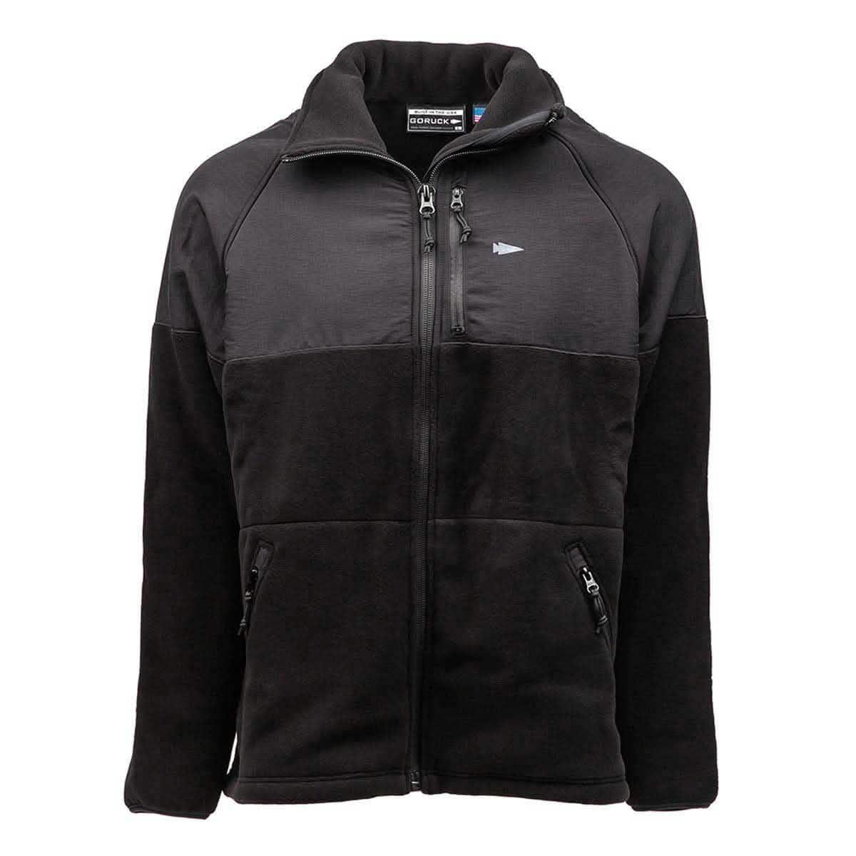 Black GORUCK Task Force Dagger full-zip fleece jacket with high collar and zippered pockets