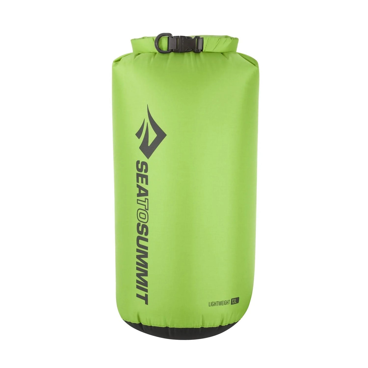 Sea to Summit lightweight 13L waterproof dry sack in apple green with roll-top closure and black logo