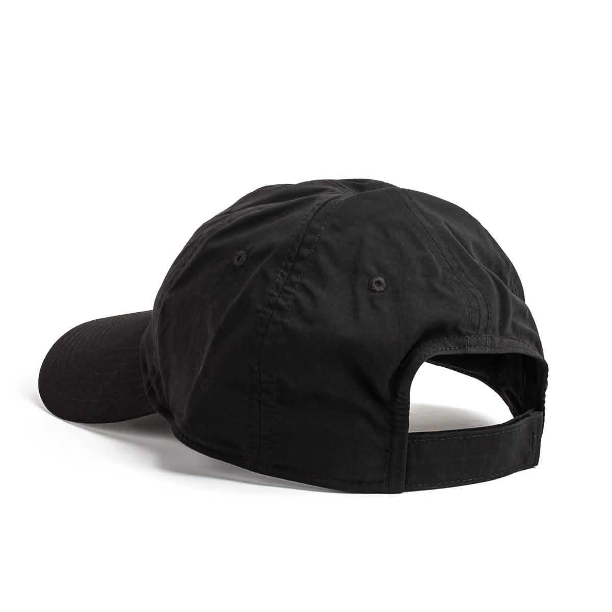 GORUCK black Tac Hat, adjustable back strap, durable rucking gear on white background