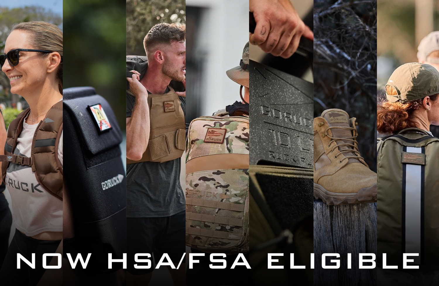 People wearing tactical gear and backpacks, with text reading 