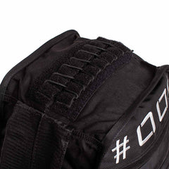Close-up of black durable GORUCK rucking gear with reinforced stitching and #L7D embroidered detail