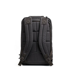 Black GORUCK backpack with padded back and adjustable shoulder straps on white background