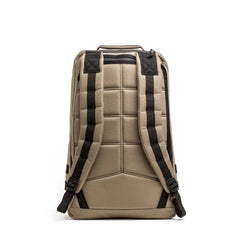 Tan GR1 USA - Cordura everyday carry rucksack with black adjustable shoulder straps, shown from the back on a white background.