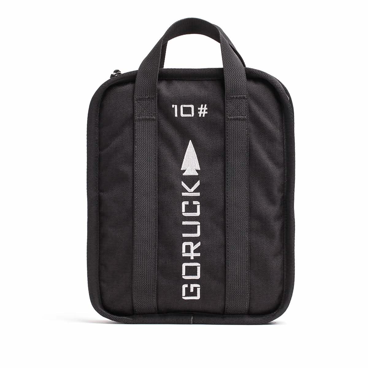 A rugged-textured Rucker bag in black from GORUCK, featuring two handles and adorned with 
