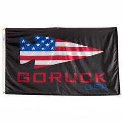 GORUCK USA flag with American arrowhead logo on black background