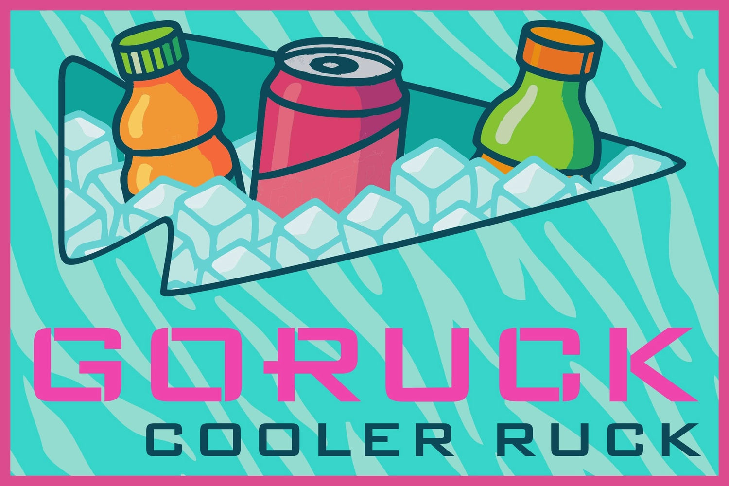 Three drinks on ice sit inside the Patch - Cooler Ruck with 