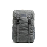 GORUCK slate waxed canvas rucksack with rugged straps and buckles, front view