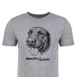 Monster Forever Tee // PREORDER: Gray t-shirt featuring a detailed dog face illustration with the text “monster forever” beneath the image.