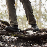 GORUCK rucking boots on trail, outdoor hiking in forest, durable footwear and gear