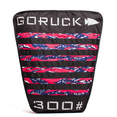 GORUCK 300# weighted ruck plate with red, blue, white camo and black webbing