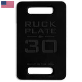GORUCK 30lb black ruck plate with handles, built in the USA, American flag in corner