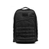 GORUCK 34L black rucksack, rugged tactical backpack with MOLLE webbing, front view
