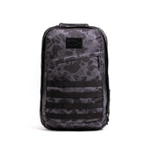 GORUCK black camo rucksack backpack with MOLLE webbing, rugged outdoor gear