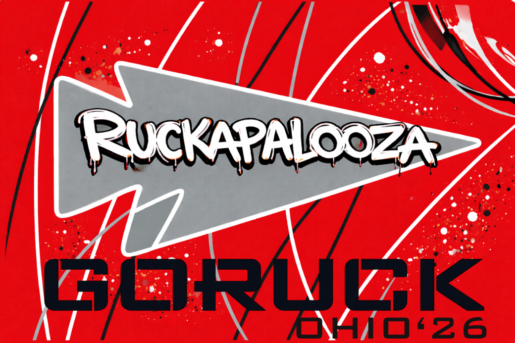 Red graphic with black and white text: 