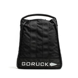 GORUCK black rucksack with logo, durable tactical rucking backpack on white background