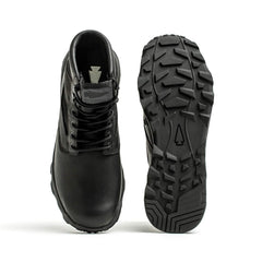 Pair of black GORUCK tactical boots showing top and sole with rugged tread for tough outdoor use