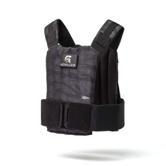 The Achilles Vest is a black men's performance vest with adjustable straps and a chest logo, made from premium materials and shown on a white background.