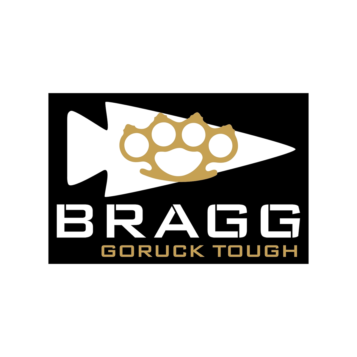 White arrowhead with gold brass knuckles above 