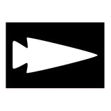 GORUCK black and white patch featuring a white arrowhead on a black rectangle background