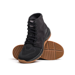 GORUCK Ballistic Trainer Mid black rucking shoe with gum sole and reflective logo, durable training footwear