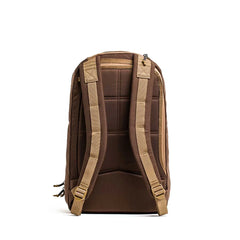 GORUCK two-compartment brown backpack with padded coyote tan straps and back panel