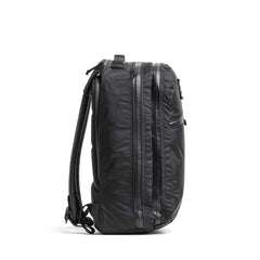 GORUCK Bullet 16L black rucking backpack with two compartments and laptop sleeve, side view