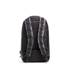 GORUCK Bullet 16L backpack in black Frogskin camo, rear view showing padded straps and back panel