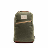 GORUCK Bullet 18L Heritage backpack in olive green with tan accents on white background