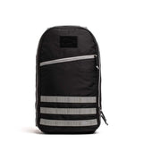GORUCK Bullet Laptop ROBIC 16L black backpack with Speed Grey reflective accents, front view
