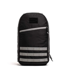 GORUCK Bullet Laptop backpack in black with grey straps and front zippered pocket for rugged rucking gear