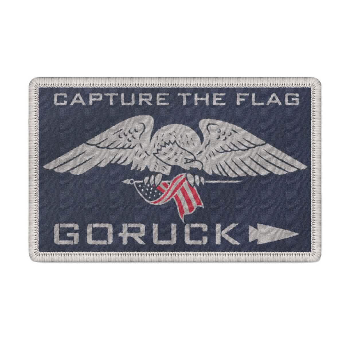 Rectangular patch featuring an eagle with the Stars and Stripes and “CAPTURE THE FLAG GORUCK” text—ideal for your next Capture the Flag workout or the Patch - Capture the Flag Anti-Virtual Challenge.