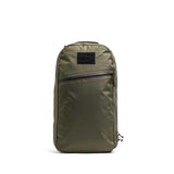 GORUCK Bullet 15L backpack in dark green with front zip pocket, rucking gear for outdoor use