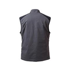 The Men's Vest of Power - ToughDry® + Fleece is displayed from the back, sleeveless and gray, on a white background.