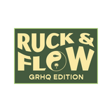Logo for the JACKSONVILLE BEACH RUCK & FLOW 2026, featuring a yin-yang symbol with a palm tree and event text, designed for a GORUCK retreat at Jacksonville Beach.