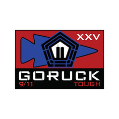 GORUCK 9/11 Tough patch with Pentagon and Twin Towers, red and blue design, rucking gear