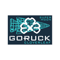 The 24 Hour Cloverleaf - Jax Beach Edition patch features three arrows, a white clover, and “SUPER MOON” and “GORUCK CLOVERLEAF” text—honoring the rucking spirit at the Jacksonville Beach endurance event.