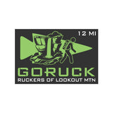 GORUCK Ruckers of Lookout Mountain 12 mile patch with hiker and waterfall graphic.