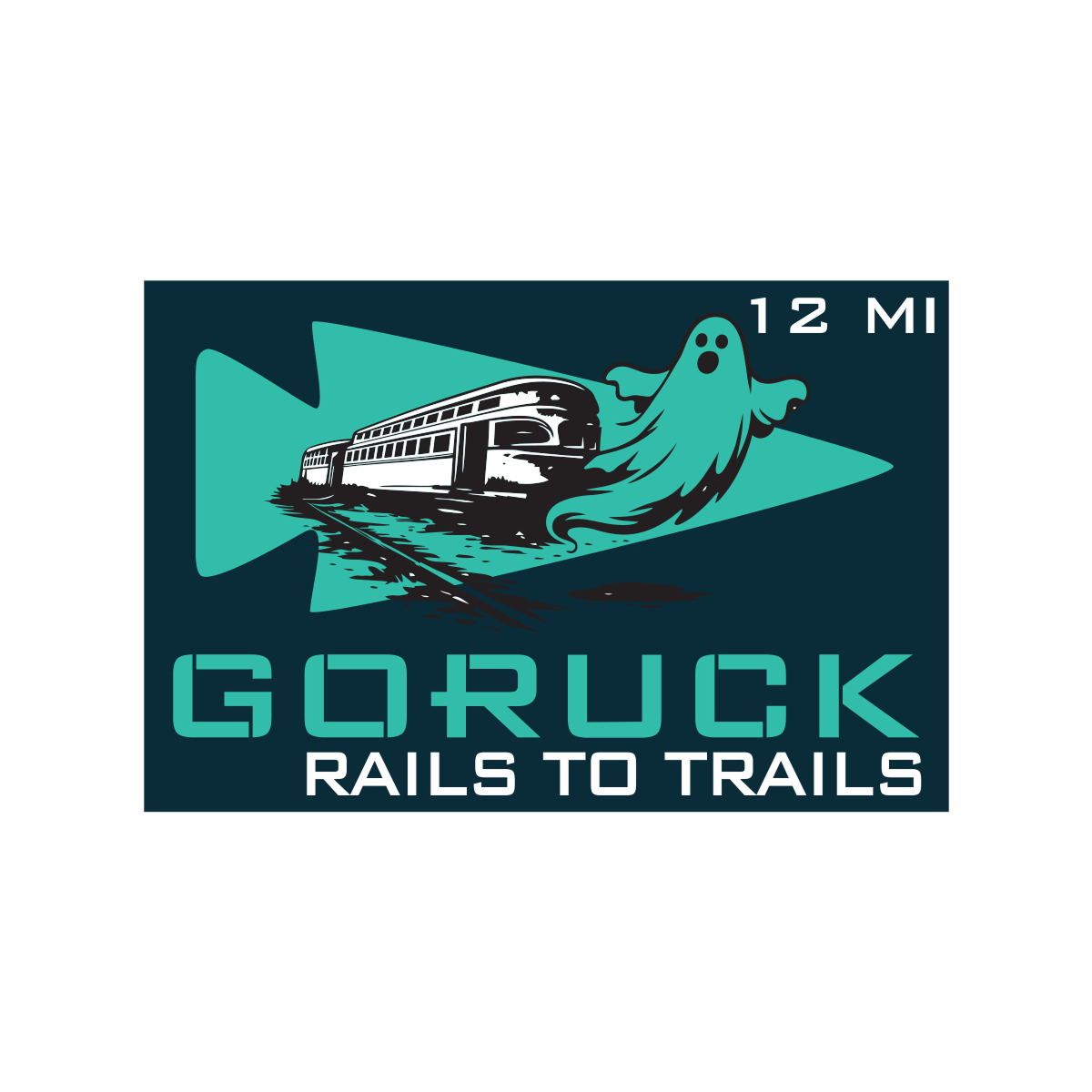 Logo featuring a train, ghost, and 