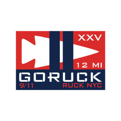 GORUCK 9/11 Ruck NYC event patch, red, white, and blue design, 12 mile distance, XXV.