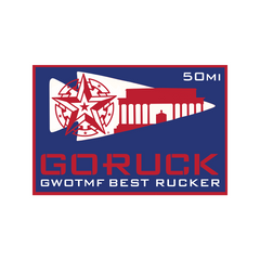 Washington D.C. City Ruck Weekend patch features a red star, white monument silhouette, and “GWOTMF BEST RUCKER”—a striking badge for those taking on rucking challenges at this GORUCK event.