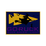 A witch on a broomstick, bats, and a cat with "GORUCK RUCK SALEM LIGHT"—a perfect tribute to the Halloween Event Weekend.
